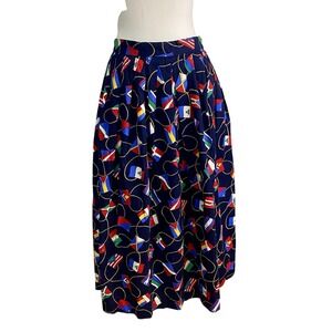 Herman Geist Women's Vintage Nautical Pleated Skirt Vacation Beach Cotton 12‎